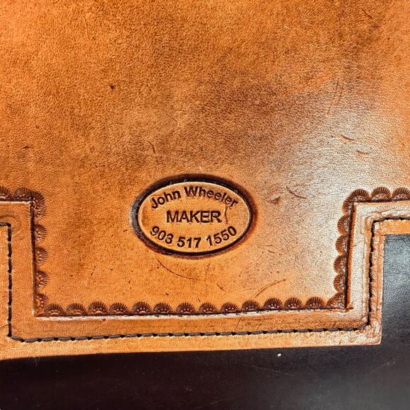 John Wheeler Maker Hand Tooled Leather Floral Shoulder Bag Western Boho Brown - Picture 12 of 14